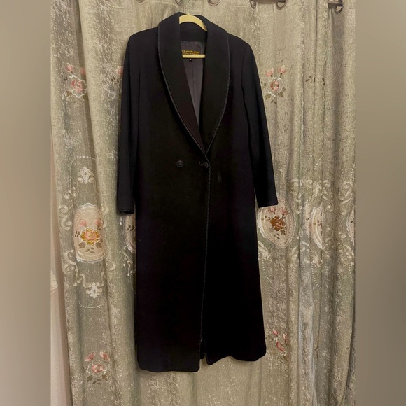 M&R Nordstrom 100% Cashmere OVERSIZED Ankle length lined, piping Dress Coat - Picture 2 of 4